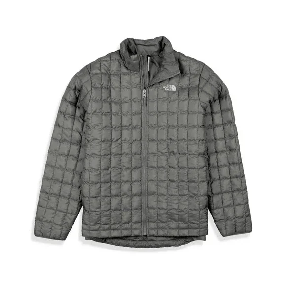 The North Face Thermoball Puffer Jacket Women's M Gray Insulated Full Zip KFC457